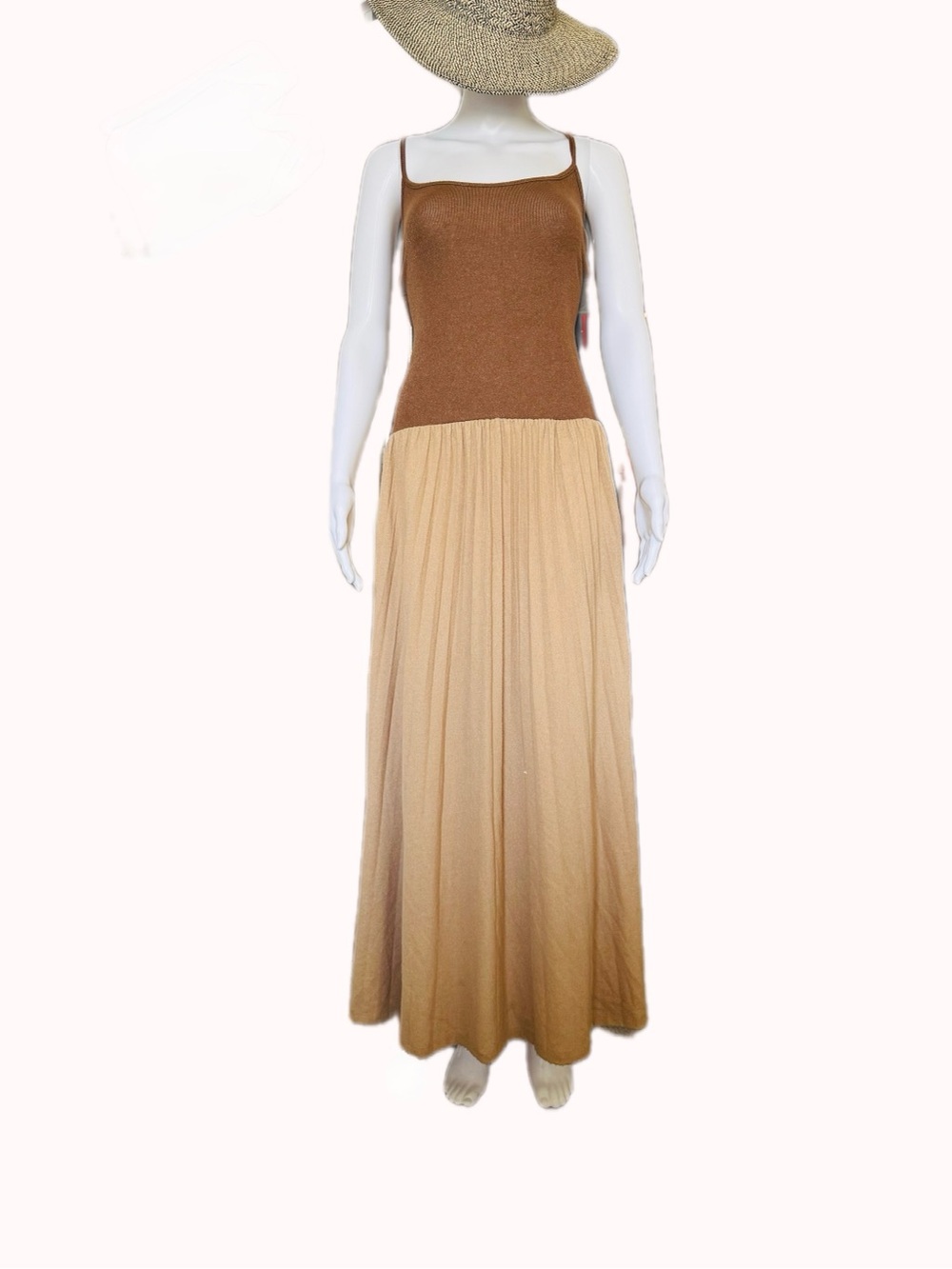 Lioness Two-Tone Brown & Beige Maxi Dress